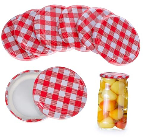 Ciieeo Glass Jam Jar Lids and Caps 6.3cm Tinplate Leakproof Storage Covers for Regular Mouth Jars Suitable for Canning and Preserving 40pcs Set