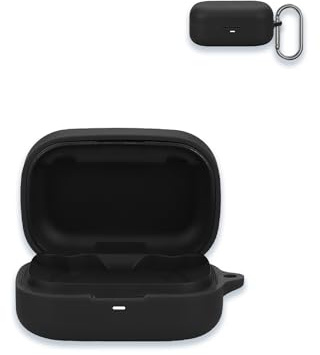 Case for B&O Beoplay Eleven 2024 New Hybrid Active Noise Cancelling Wireless Earbuds,WUNIAK Soft Silicone Protective Portable Scratch Shock Resistant Shell with Cleaner Kit & Carabiner & Lanyard，Black