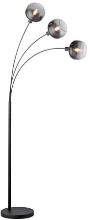 Just Light. Stehlampe Stehleuchte Wohnzimmerlampe 3 flammig Rauchglas Beistelllampe H 160 cm