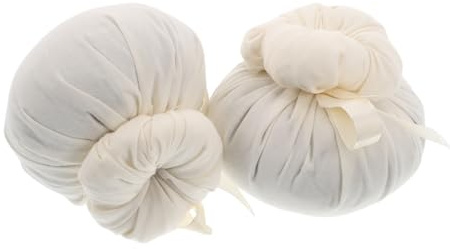 Thailändische Kräuter Massagebälle aus Vliesstoff für Hausanwendung | Moxa Kugel, Lindert Spannung und Müdigkeit, Ganzkörpermassage, Weiß, 2 Stück Pack, für Zuhause