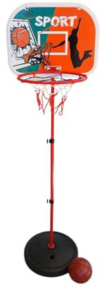 FAST WORLD SHOPPING ® Canasta de baloncesto de pie con barra ajustable de 60-120 cm. Base rellenable, juego exterior e interior, balón e inflador incluidos para diversión y actividad deportiva.