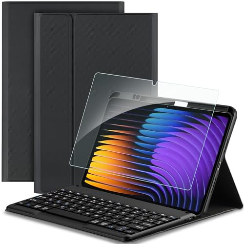 EasyAcc Funda con Teclado para Xiaomi Mi Pad 7/7 Pro (11.2 Pulgadas) | Funda con [Español] Extraíble Teclado Bluetooth para Modelo 2025 con Protector de Pantalla, Soporte para Lápiz, Negro