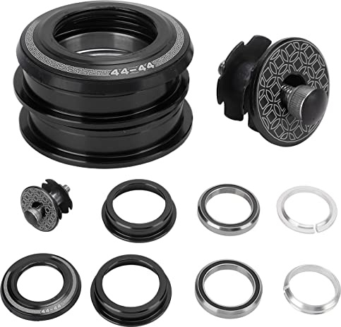 equlup Juego de dirección para Bicicleta, 44mm Doble rodamiento Acero Bicicleta de Montaña Juego de dirección Tuercas de Rodamiento para Tubo Recto de Horquilla Delantera BMX (Negro)