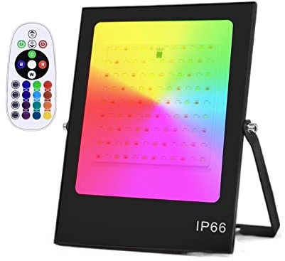 Projecteur LED, LED Inonder la lumière RGB 30W 50W 100W 200W Changer la couleur des projecteurs Ip66 Éclairage extérieur Spotlight Wall Street Lamp Refletor(RGB,100W)