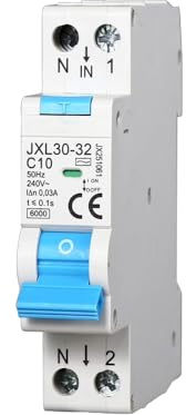 gloca Interruttore Magnetotermico Differenziale 1P+N 30mA 220V 6KA 1 Modulo DIN (10 Ampere)