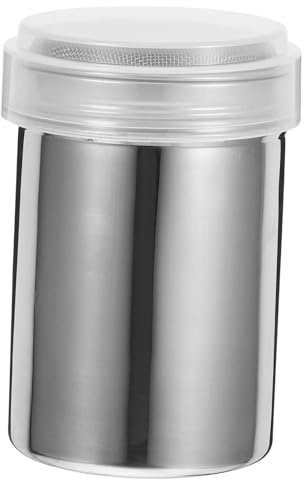 OUNONA Stainless Steel Powder Shaker Lid Adjustable Cocoa and Powdered Sugar Sifter for Coffee Baking and Desserts Reusable Spice Dispenser Fine Mesh Screen
