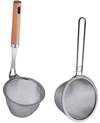 KOCKSHION Passoire Inox la Cuisine 2 Pièces en Acier Inoxydable Crochet Suspendu, Robuste et Pratique pour Ustensiles Cuisine et Fondue Chaude