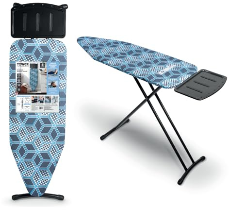 Tower T873001BLK Oversize Ironing Board with Adjustable Height, Smooth Glide Cover, Non-Slip Feet, Black