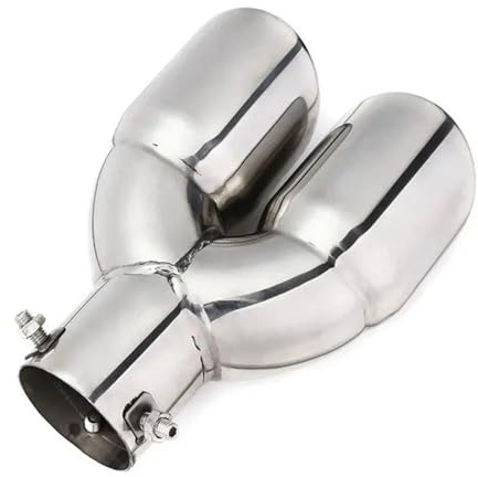 Silenziatore Terminale 63mm Doppia Uscita Acciaio Inox Cromato Auto Marmitta Tubo Di Scarico Punta Finale Finitura Modificata Coda Gola Tubo Rivestimento Argento