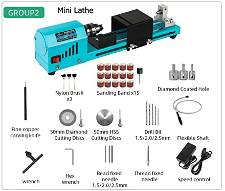 Ryanong Mini Metal Lathe DIY Woodworking Lathe Milling Machine Grinding Polishing Drill Rotary Tools 150W Mini Lathe Beads Machine Pearl Lathe High-Precision Woodworking Lathe