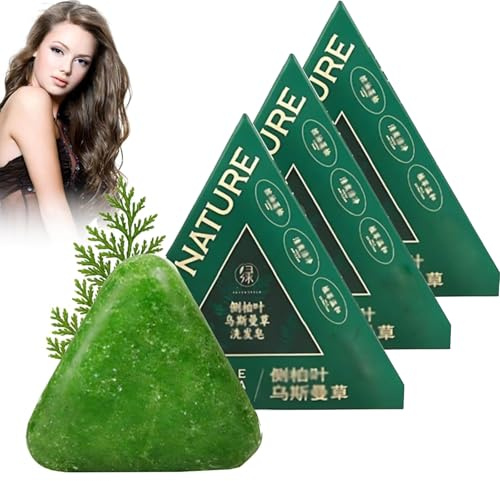 Nature Triangle Shampoo Bar, Nature Green Shampoo, pflanzliches festes Shampoobar, Sanfte Reinigung und Nährende Pflege für Frauen Und Männer, Stärkt Glatt Haar (3PC)