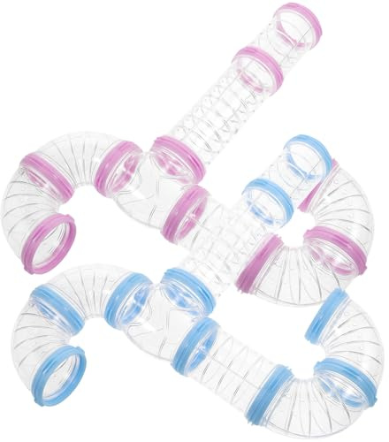 TOYZFRIENDY 2 Sätze DIY Externer Hamster Tunnel Röhre Klare Kleintier Spieltunnel Erweiterung für Hamster Käfig Zubehör Rosa Blau