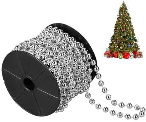 Christmas Tree Beads Christmas Tree Garland Decorations 10m Long Hanging Pearl 4 Mm Plastic Beads Chain Bead Garland Chains For Home Xmas Roll Festive Costume Holiday Wedding DIY Decoration Supplies