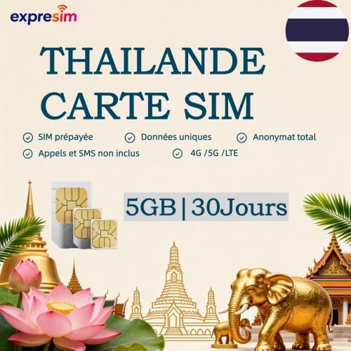 Thailand förbetalt SIM-kort | 5 GB i 30 dagar, inget åtagande eller registrering | Helt anonym | Förbetald plan | 5G 4G mobilkort | Single Data SIM