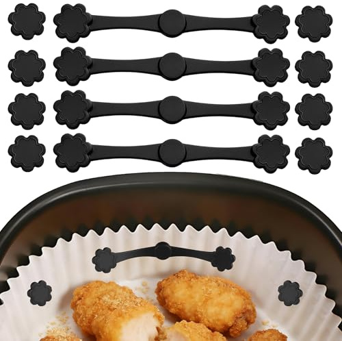 Xahpower 12 Piezas Hebilla de Silicona Magnética para Freidoras de Aire, Imanes con Silicona para Air Fryer, Lavable y Reutilizable, Accesorios Freidora de Aire para Fijación el Papel de Horno