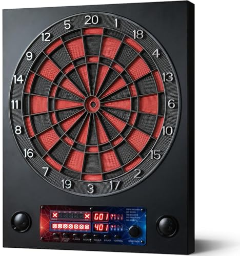 Brovamo Bersaglio elettronico per freccette con 6 freccette e 100 punte di ricambio, bersaglio elettronico con voce e display LCD, bersaglio elettrico con 25 giochi e 290 varianti