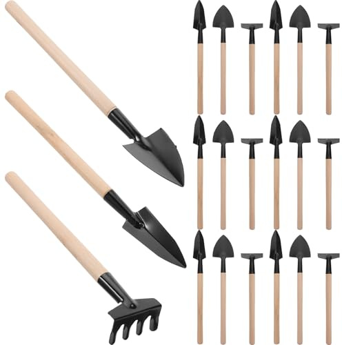 Gatuida Ensemble de 10 Mini Outils de Jardinage Portables Petit Râteau à Main Pelle et Truelle en Acier Robuste pour Bonsaïs Plantes Succulentes et Terrariums Kit Manuel Multifonction