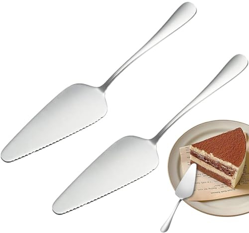 SKDFHOD 2 Pièces Pelle à Gâteau Acier Inoxydable, Ensemble de Couteau et Serveur de Gâteau de Mariage, Couteau à Gâteau avec Bord Dentelé Pelle à Pizza, pour La Cuisine, La Salle à Manger, La FêTe