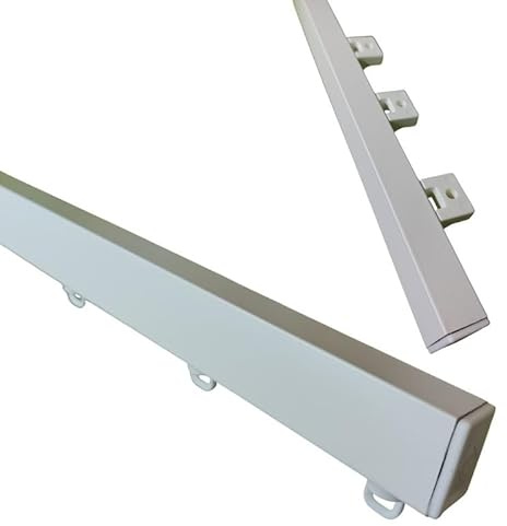 TENDE ARREDO TESSILE - Binario Tenda Soffitto Scorrevole (122 cm) Zineffa per Tenda, Binario a Onda Passo 8, in Alluminio con Tappi Terminali e Occhielli in PVC per Tende su Misura (Bianco)