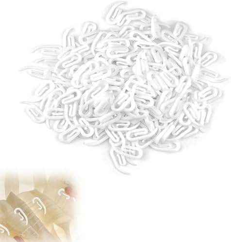 200 ganchos de cortina de plástico, 2,6 x 1,1 cm, universales, de plástico, ganchos para cortinas, ganchos para pliegues, ganchos blancos, para cortina de ducha, cortina, caravana