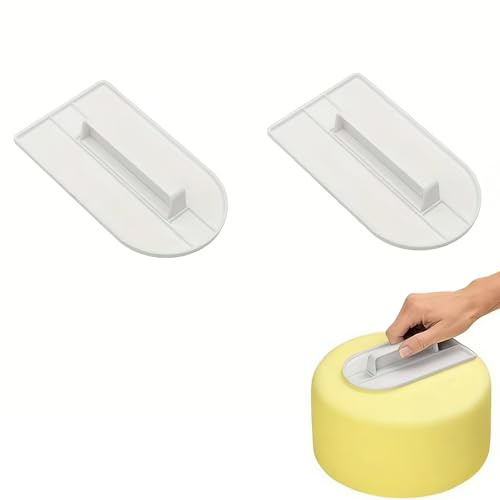 Cake Smoother Polisher,2 Pieces,Fondant Icing Tool,14.5 x 8cm | Plastic,Ideal for Cake Beginners or Bakers , Easy to Clean and Durable,White
