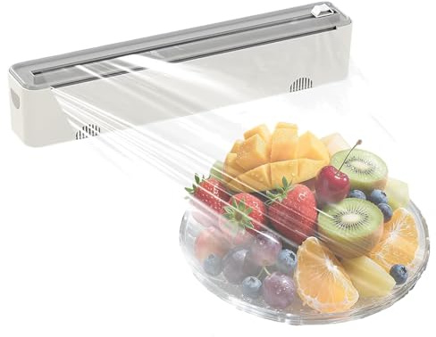 Magnétique Distributeur de Film Alimentaire, Plastique Dévidoir de Film avec Cutter, Distributeur Coupe-capsule Distributeur de Films Magnétique pour Cuisine (Gris)