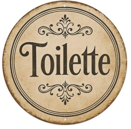 Targa rotonda in metallo retrò per toilette francese, bagno, decorazione da parete vintage per casa, bar, caffetteria, poster in metallo 20,3 x 20,3 cm