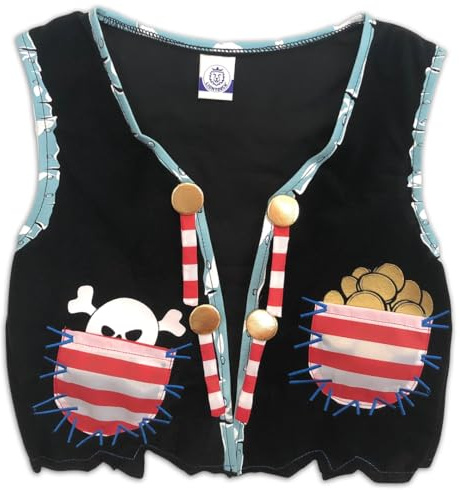 Liontouch - Piratenweste - Kapitän Rotstreifen | Für Kinder von 3-8 Jahren – Einheitsgröße | Spielweste mit Totenkopf-Motiv | Perfektes Accessoire für Verkleidung, Kostüme & Piratenabenteuer | Captain Kostüm für Jungen | Piraten-Verkleidung, Rollenspiel, Schatzsuche und fantasievolle Seefahrt-Abenteuer