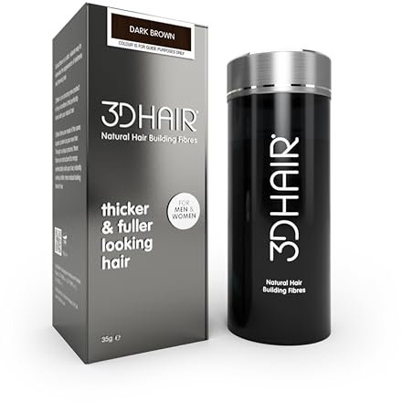 3D Hair Fibres | Hair Powder for Thinning Hair 35g Bottle | Makes Thin Hair Look Thicker in Seconds | Hair Loss Concealer For Women & Men (Dark Brown)