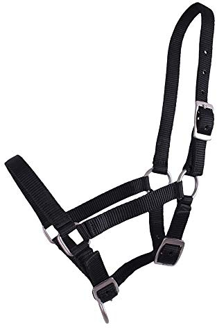 QHP Nylonhalfter Fohlen-Halfter 3fach verstellbar stark (Pony-Fohlen, Schwarz)
