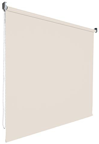 Verdunkelungsrollo Rollo Vorhang Fenster Kettenzugrollo Seitenzugrollo viele Farben Breite 60-200 cm Höhe 180 cm Stoff lichtundurchlässig verdunkelnd Metall Halter (Größe 190 x 180 cm Farbe Beige)