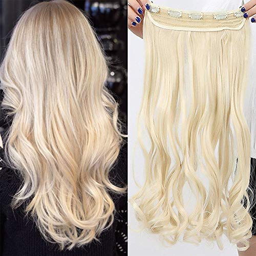 TESS Clip in Extensions Gewellt 73 cm, Blond Haarverlängerung 1 Teil 5 Clips Hair Extensions Clip in Synthetic Haarteil für Frauen