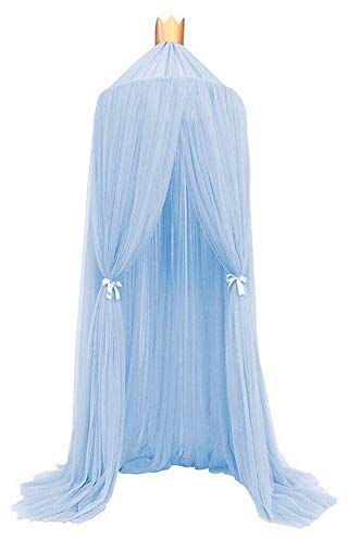 Fashion barra Betthimmel Baldachin Babybett, 100% Polyester Gewebe Romantischer Baldachin, Moskitonetz für Kinder zum Lesen, Spielen, Zelt, Hängevorhang für Babys, Schlafzimmerdekoration (Blau)