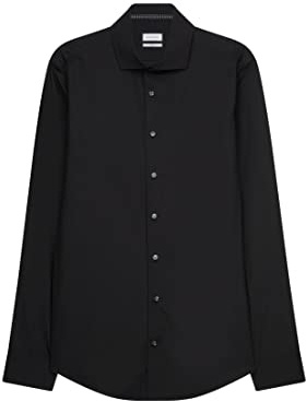 Seidensticker Herren Mens Slim Patch Longsleeve Cotton Hemd, Schwarz(665477), 43 EU