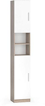 Vicco Badschrank Sonoma Luis 32x190x26 cm - Wäscheschrank, Viel Stauraum von Oben bis unten – ideal für Handtücher & Pflegeprodukte