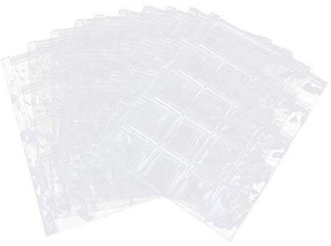 Backbayia 10 Pieces Clear Plastic Coin Pages Coin Holders Stamps Coins Collecting Album Supplies