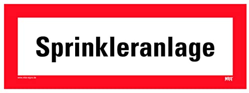 Aufkleber Hinweis Sprinkleranlage Brandschutz Schild Folie selbstklebend ähnl. DIN 4066 | 297x105mm Made in Germany