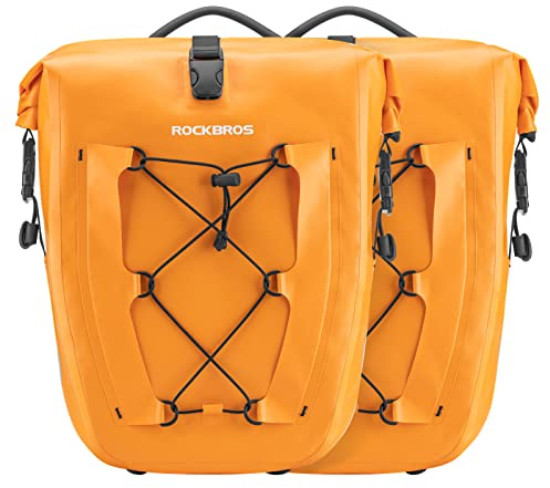 ROCKBROS Borsa Bici Posteriore Impermeabile, Borsa da Portapacchi Laterale Anti-pioggia per MTB Bicicletta, per Viaggio di Ciclismo, Facile Trasportare, Grande Capacità 25L, 5 Colori Disponibili