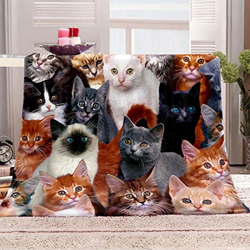 XADITON Couverture Plaid Canape 150X200Cm Impression De Chat Animal Imprimée Motif, Couverture en Flanelle Épaisse Douce Et Confortable, Couverture Lit 2 Personnes Chaude pour Adulte Et Enfant