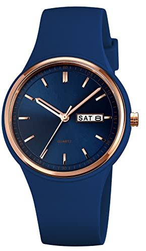 GBB Women's Simple Quartz Analog Watch with Silicone Band Big Face Waterproof Sport Ladies Wrist Watch Fashion Casual Watches for Young Women Lady Girls