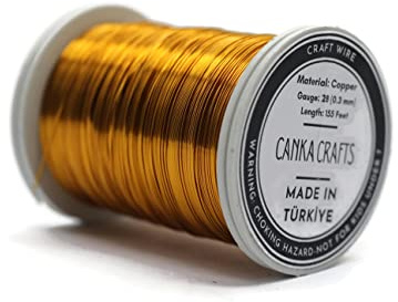Alambre anodizado de calibre 28 de 155 pies para hacer joyas, cuentas de color dorado, alambre artesanal suave y muerto