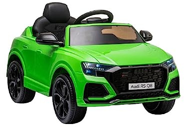 Veicolo elettrico per bambini Audi RS Q8, con licenza, batteria 12V7A e 2 motori, 2,4 GHz + MP3 + pelle + EVA, verde