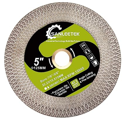 SANLEETEK Disque Diamant Carrelage 125mm Lame pour Porcelaine Carreaux de Céramique Marbre Pierre Artificielle avec Bord en Maille X Double Face