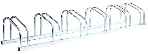 Toboli Fahrradständer für 6 Fahrräder 168x32x26,5cm aus verzinktem Stahl für drinnen und draußen geeignet für Boden- und Wandmontage Reihenparker Fahrradbügel