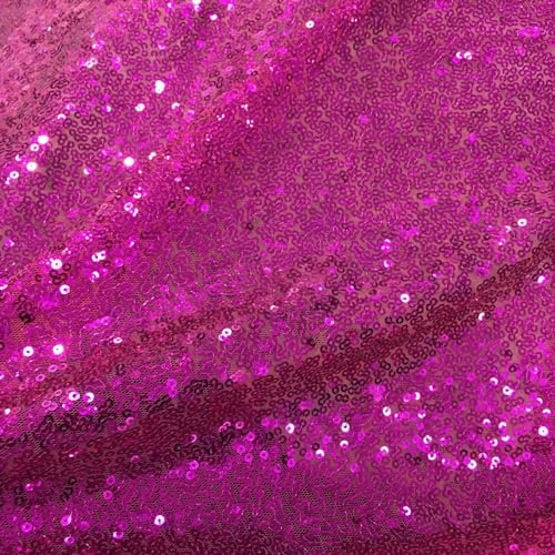SYSUII 135cm * 2m Paillettenstoff Sparkly Glitzernder Stoff für Hochzeit, Kleid, Dekoration, DIY, Tisch, Tutu Rock, Party Deko - Rose Lila