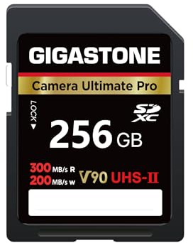 【5-Years Data Recovery】GIGASTONE UHS-II V90 256GB SD Card, Camera Ultimate Pro, Speed up to 300/200MB/s, U3 SDXC 4K Ultra HD UHD Video for DSLR Canon, Nikon, Sony, Pentax, Kodak with 1 Mini Case