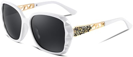 FEISEDY Sonnenbrille Damen Polarisiert Klassisch Groß Strass Rahmen B2289
