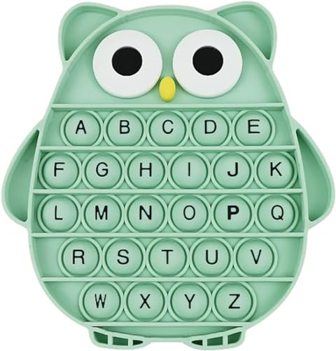 Pop it Fidget Spielzeug mit Buchstabentasten - Silikon Push Bubble Sensory Toy, Angstlinderndes für Kinder und Erwachsene (Grün)