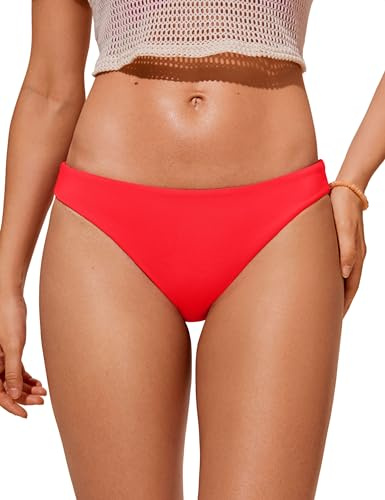 CRZ YOGA Slip Bikini per Donna Sexy Slip da Bagno Sportivo Costumi da Bagno da Allenamento Rosso Profondo 42