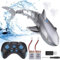 Wyxron Ferngesteuertes Boot, 2,4 GHz RC Boot mit Lichtern und 360° Drehfunktion, Wasserspielzeug für Jungen und Mädchen ab 6 Jahren Indoor-Spielzeug Outdoor-Geschenke (RC Shark)